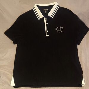 True Religion Black Polo with White Accents